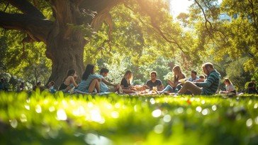 Picnic in park stockcake